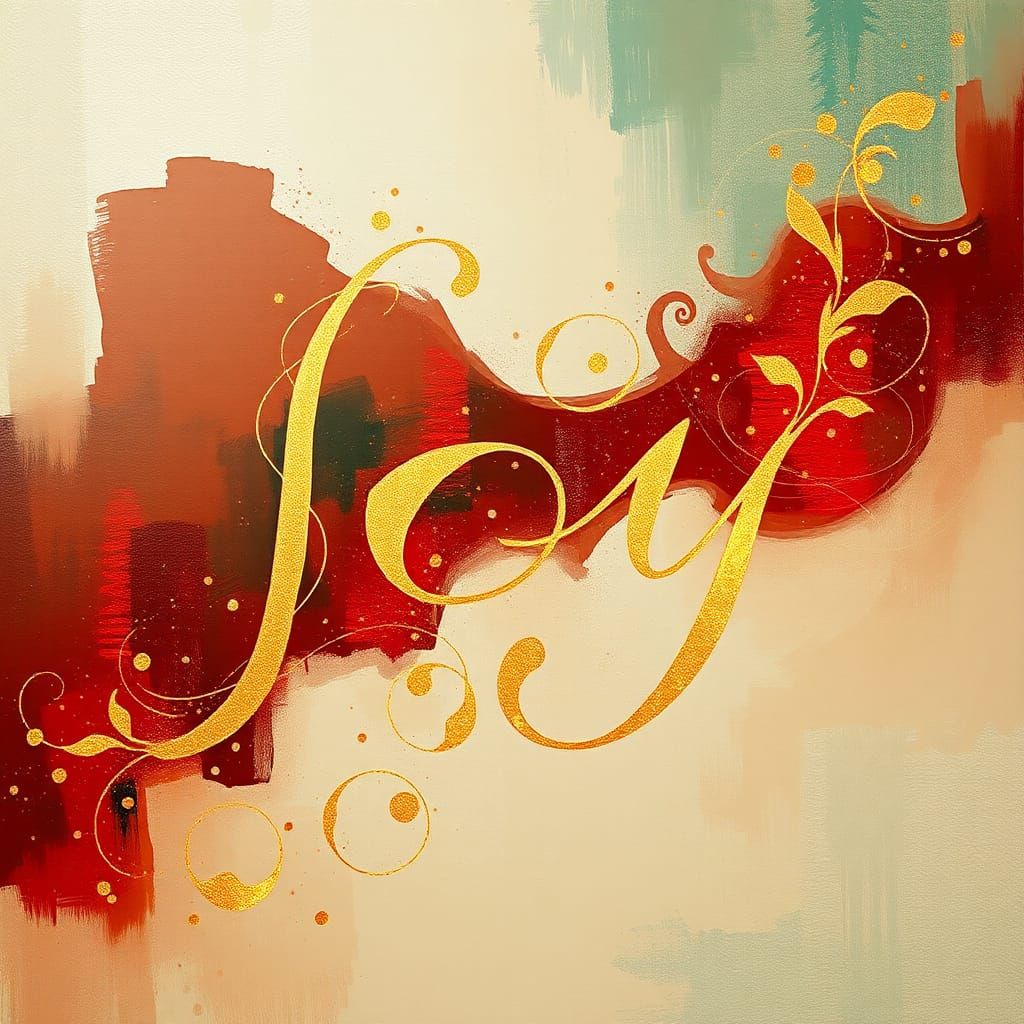 Abstract Christmas Scene with Golden JOY