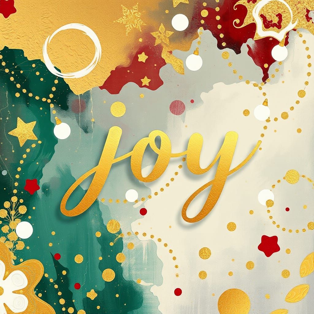 Abstract Christmas Scene with Golden JOY