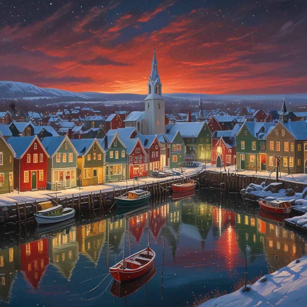 Norwegian Christmas Eve Scene in Dutch Golden Age Style