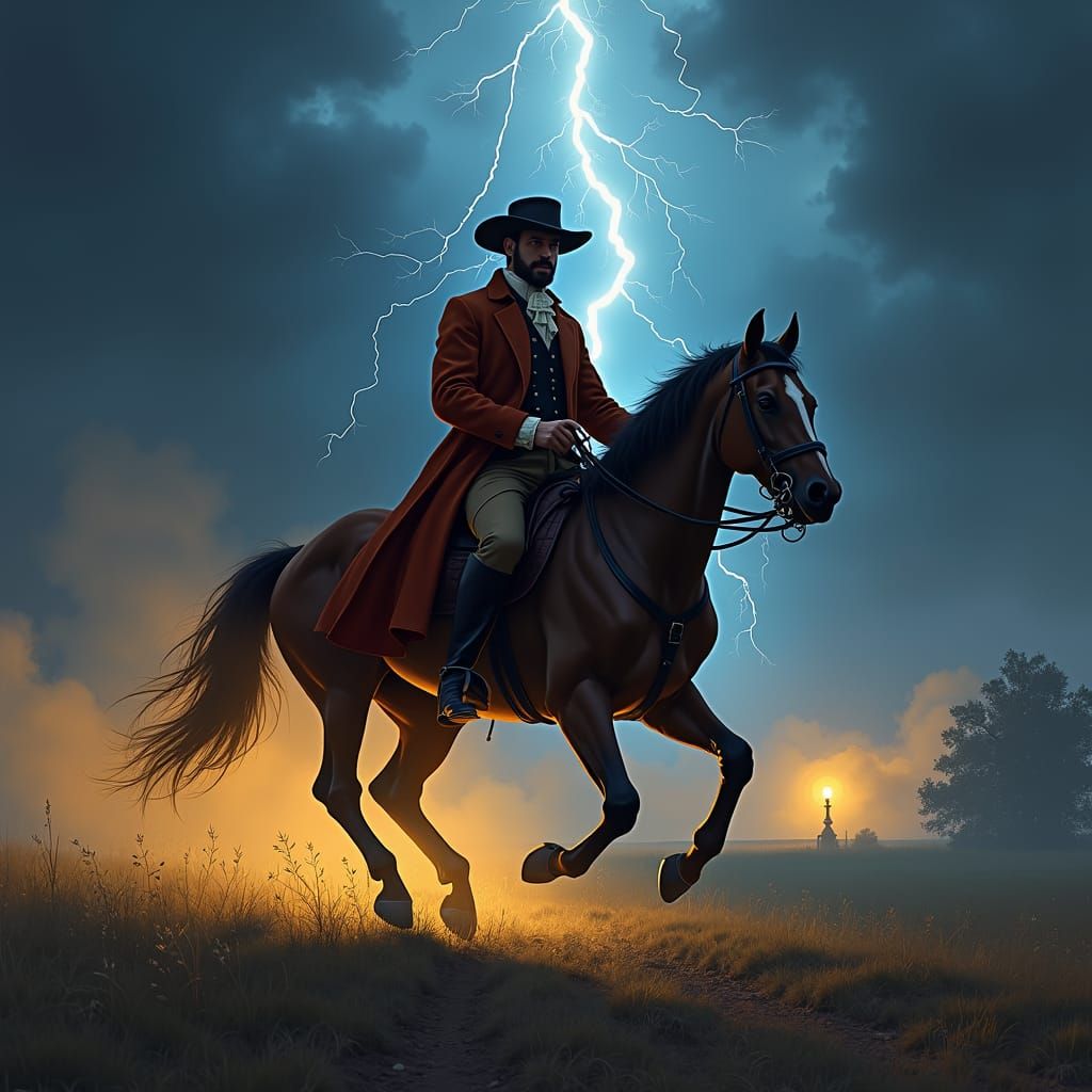 Highwayman on Horseback in Dark Fantasy Style
