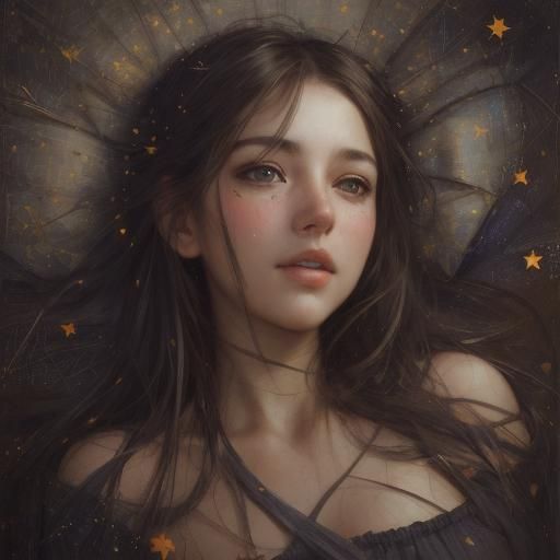 Night Sky Scene in Style of Figurative Art