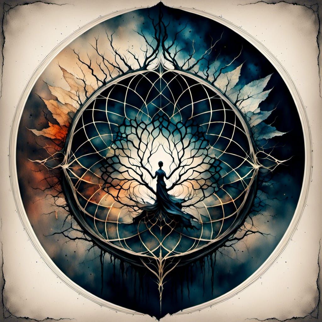 Detailed Dark Mandala Geometric Design