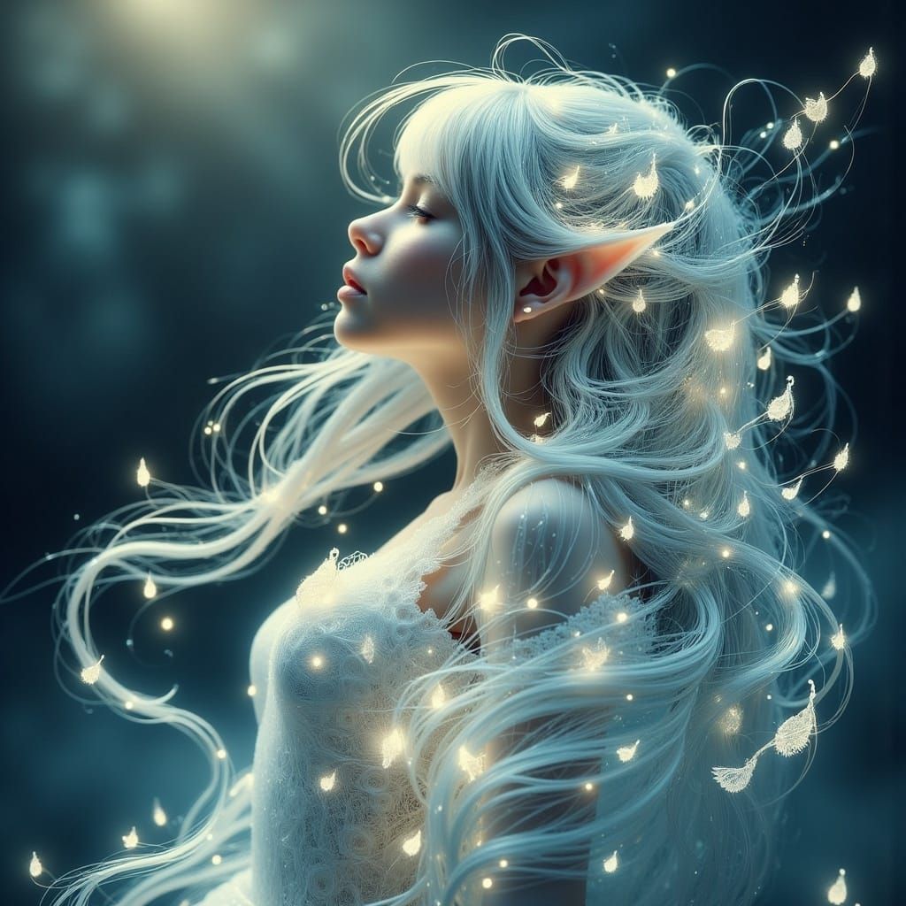 Ethereal Elf Maiden with Luminous Hair