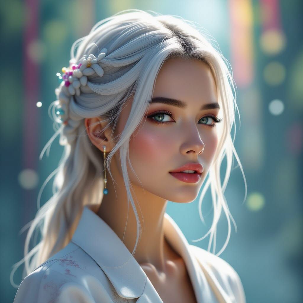 Silken Tofu Threads of Fate in Hyperrealistic Splash Art