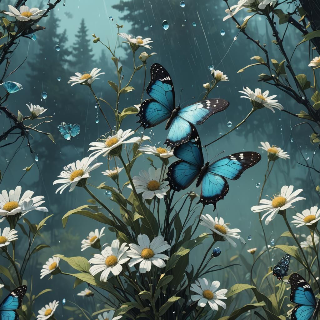 Ebony and Ivory Butterfly on Crystal Flower