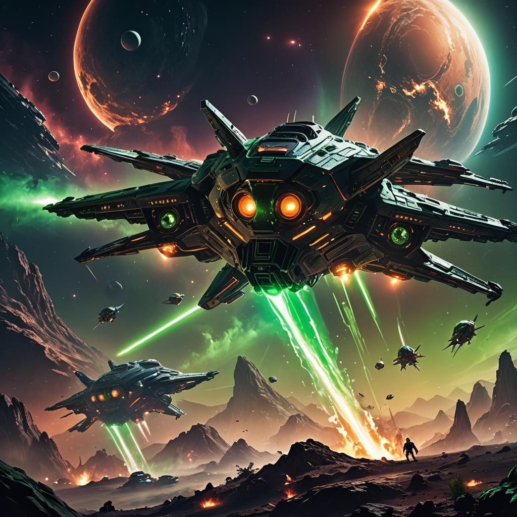 Epic Space Battle in a Sci-Fi Illustration