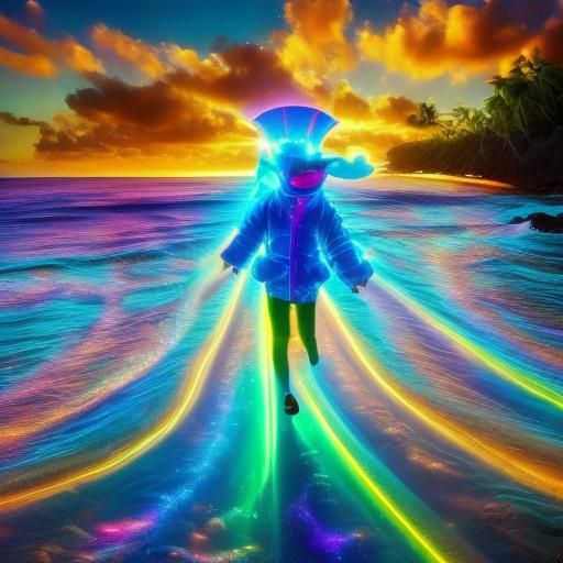 Lisa Frank Inspired Glowing Full Body Portrait