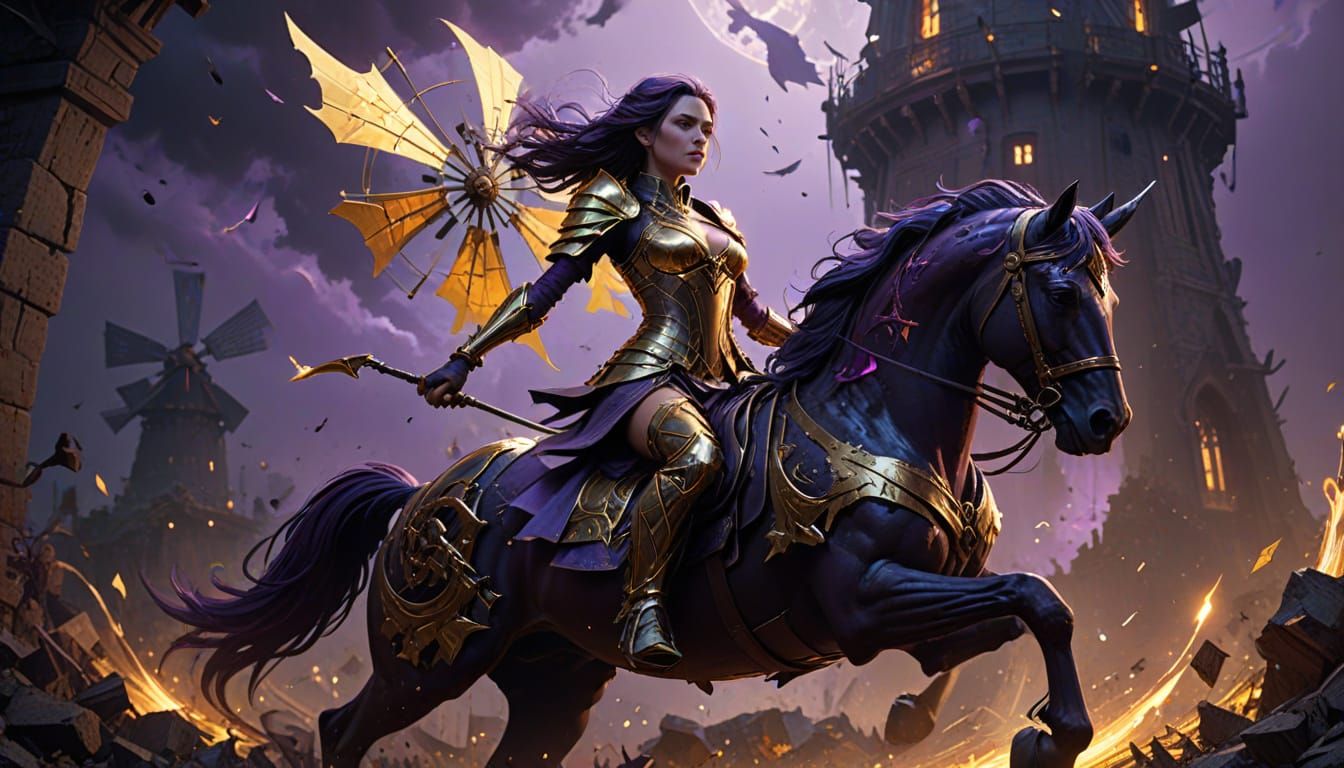 Dark Fantasy Sylphide Rides into Battle, Windmill Shattered