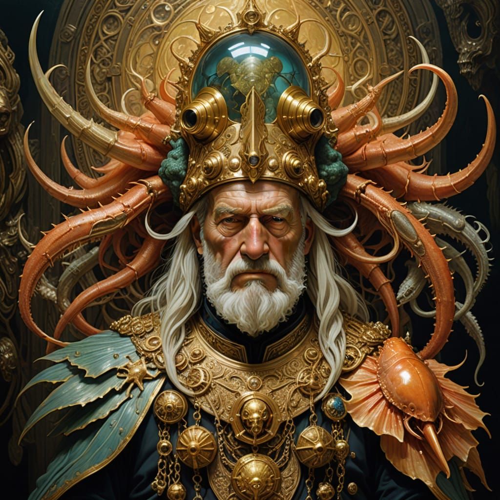 Surreal Fantasy Portrait of Old Man General Peckerhead in Pu...