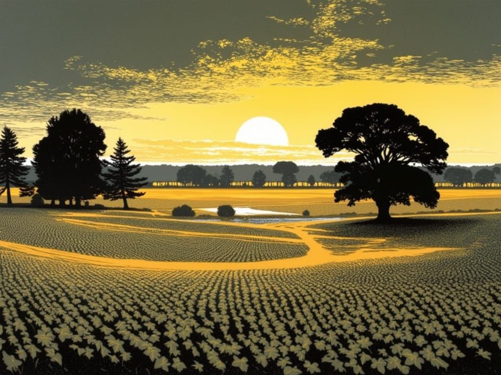 Luminous Landscape in Warm Oil Painting Style