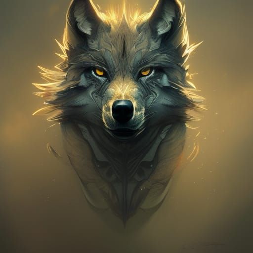 Lovecraftian Wolf Portrait in Hyperdetailed Style