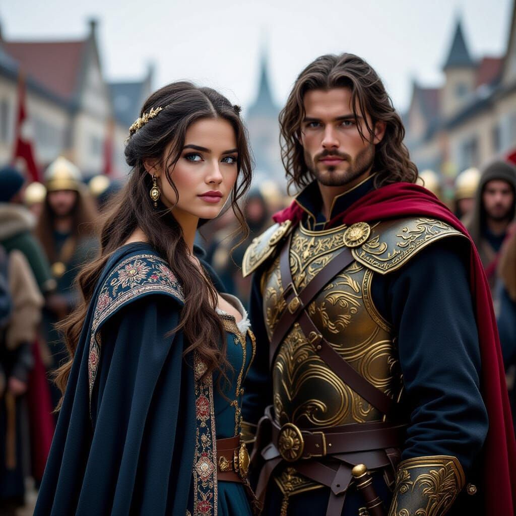 Woman and Warrior in Rococo Fantasy Style