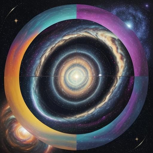 Vibrant Starfield with Colorful Nebula in Cubist Style