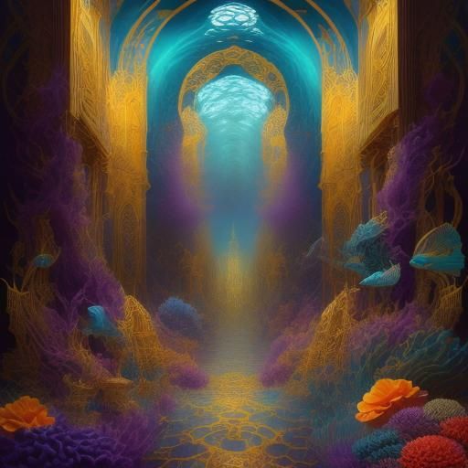 Egyptian Goddess Undersea: Dark Fantasy Art