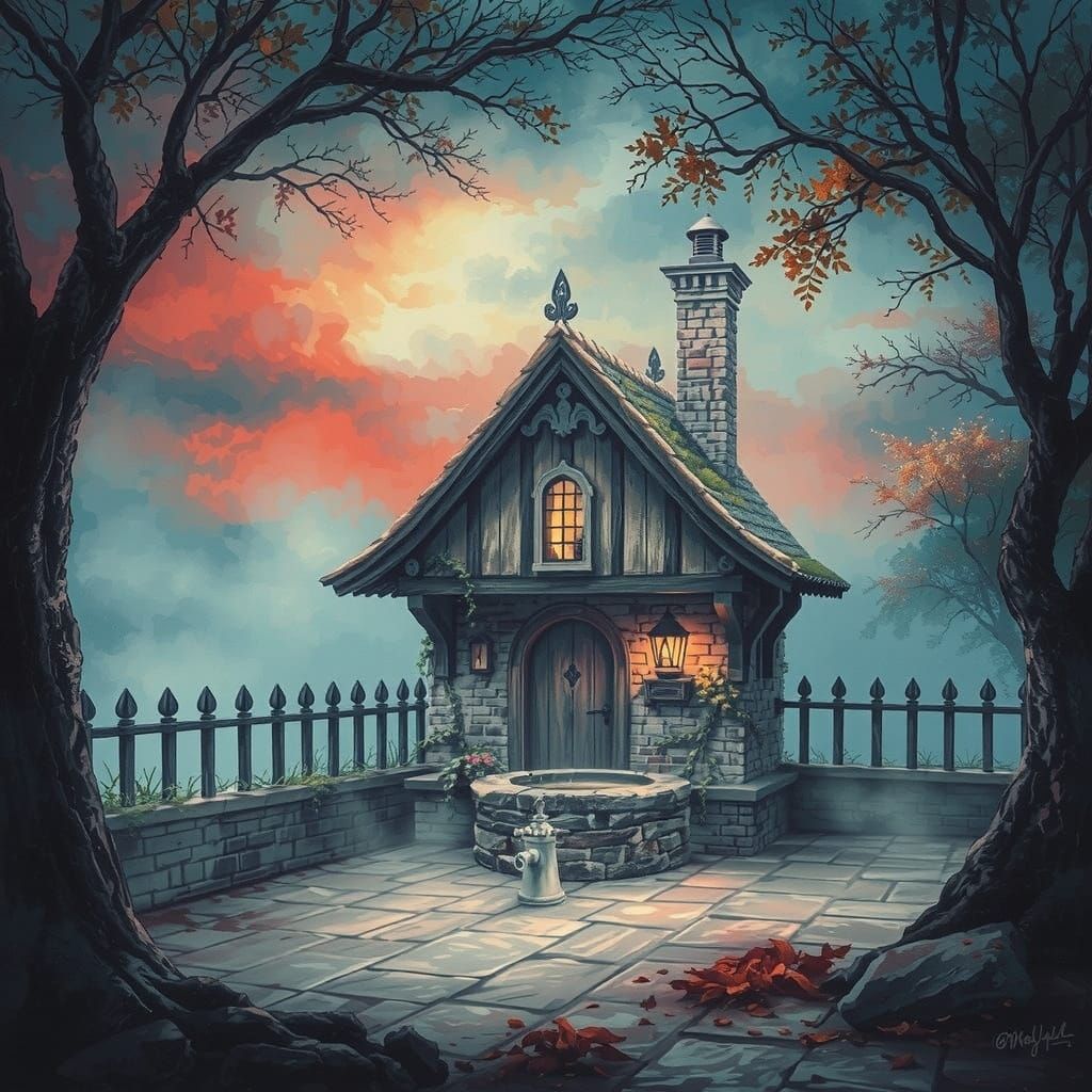 Ethereal Autumn Scene in Smudged Grunge Style