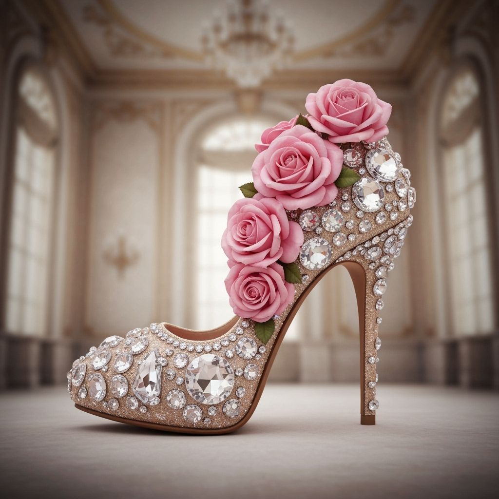 Luxurious Rose Crystal High Heel in Fairytale Palace Style
