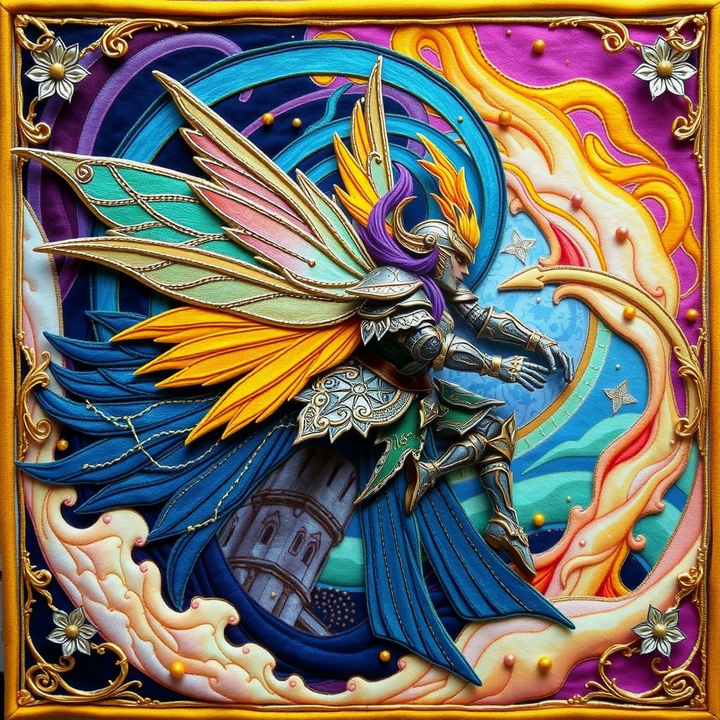 Majestic Fantasy Warrior Valkyrie Pixie in Whimsical Armor