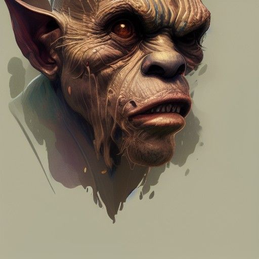Handsome Goblin Portrait in Hyperdetailed Digital Art