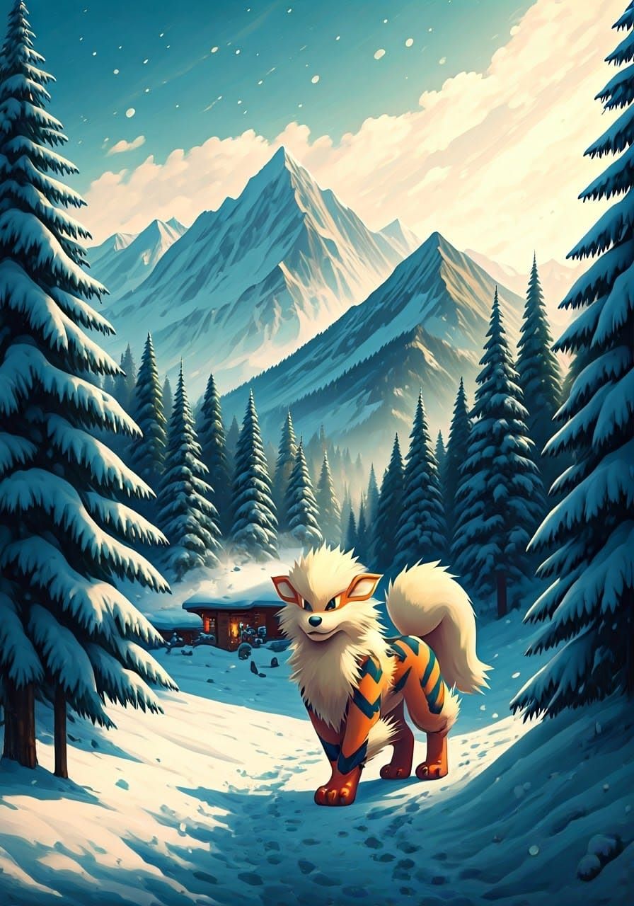 Serenely Snowy Alpine Chalet with Frosty Trees and Majestic ...