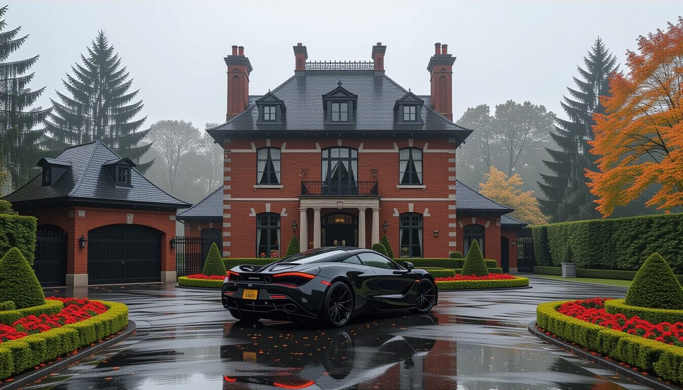 Victorian Chateau with McLaren in Misty Autumn
