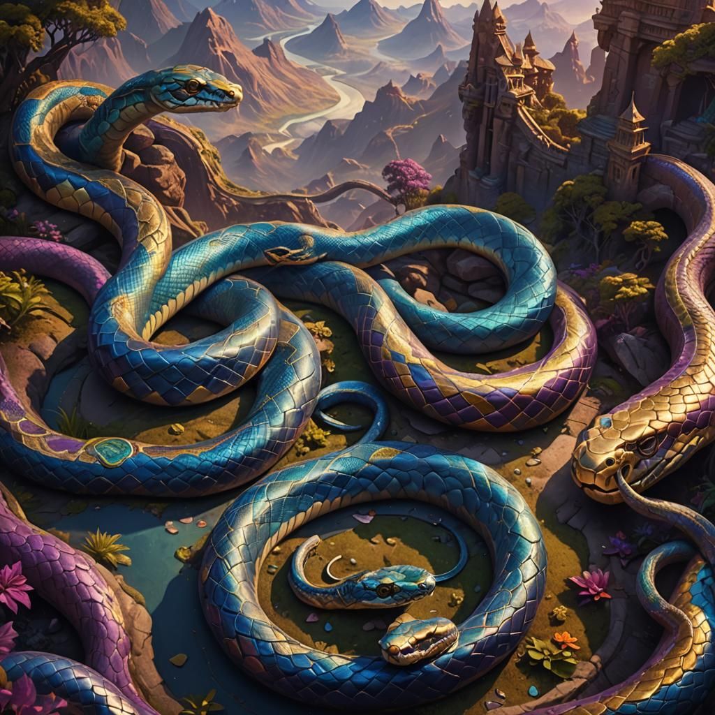Majestic Snake Encircling Earth: Fantasy Concept Art