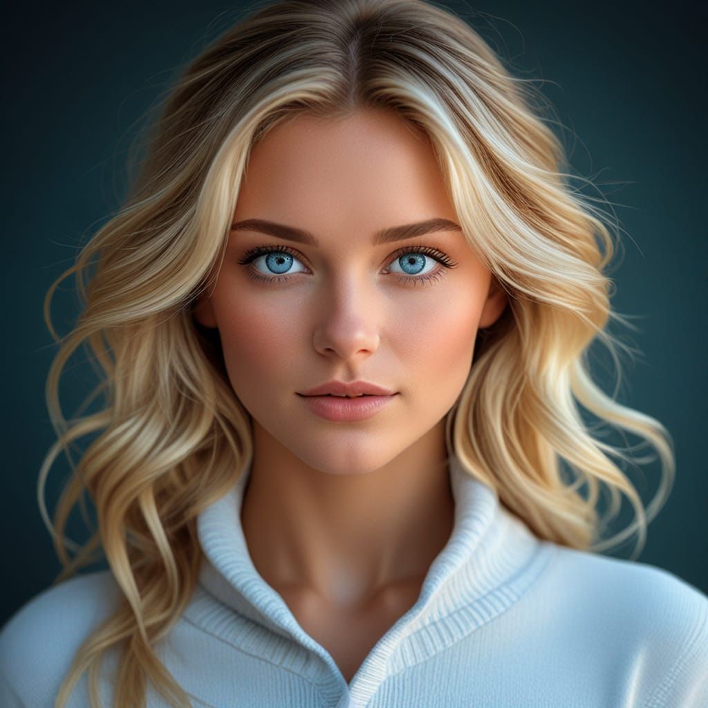 Hyperrealistic Portrait of a Beautiful Blonde Woman
