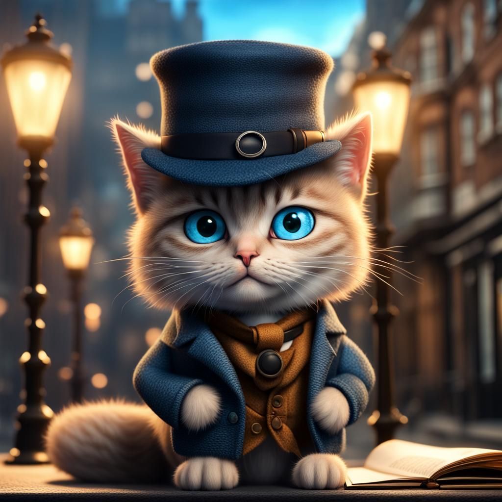 Sherlock Holmes Kitten Investigates in London, Pixar Style