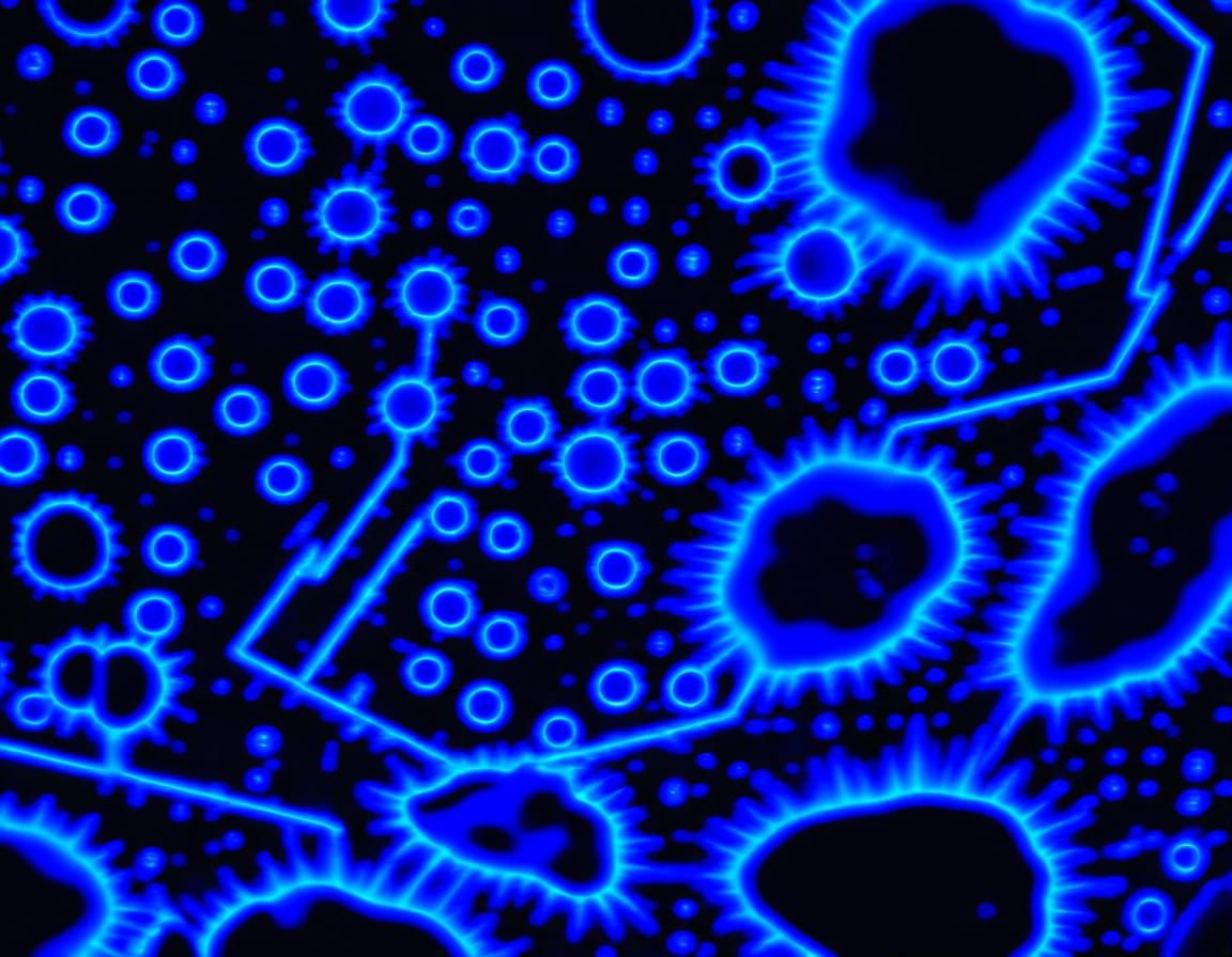 Psychedelic Human Cell Close-Up in Synthwave Neon Style