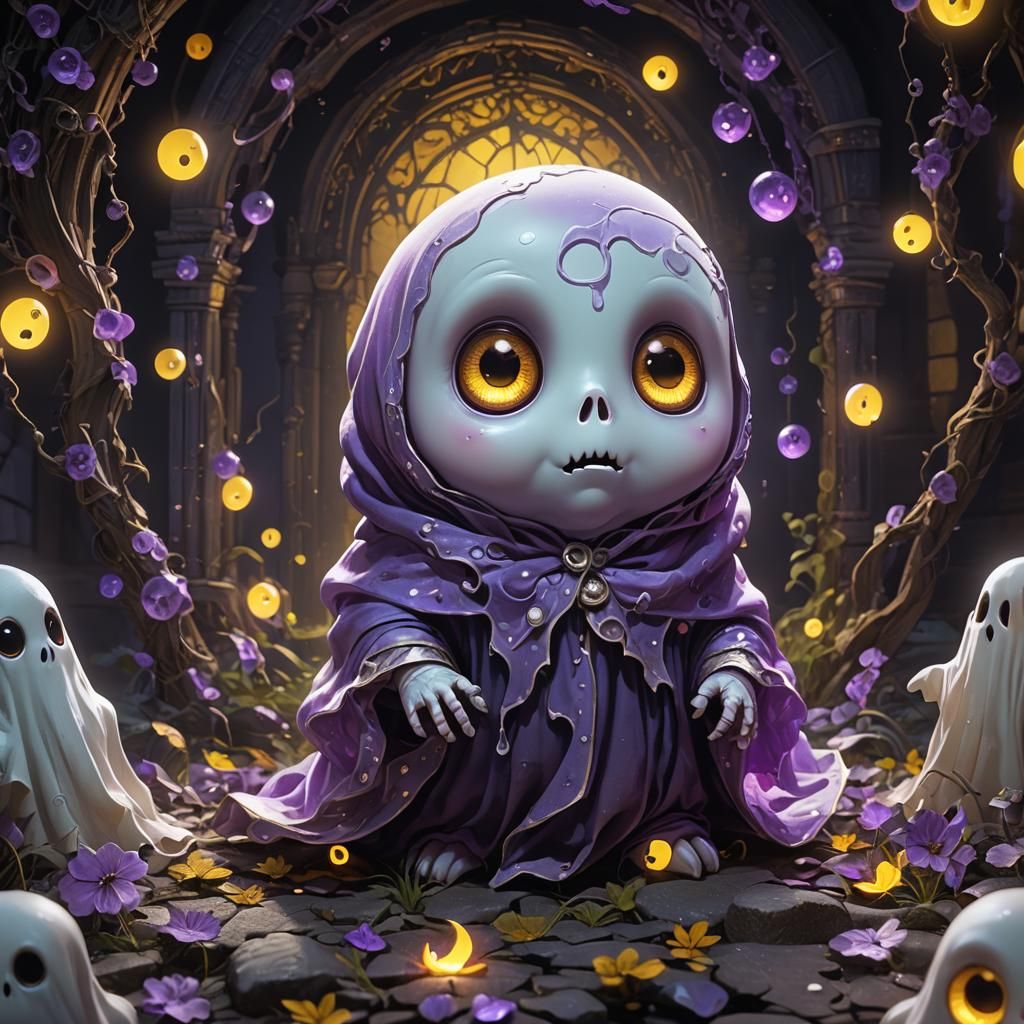 Cute Ghost Scared of the Dark, Dark Fantasy Art