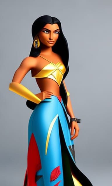 Pocahontas 3D Render in Disney Style
