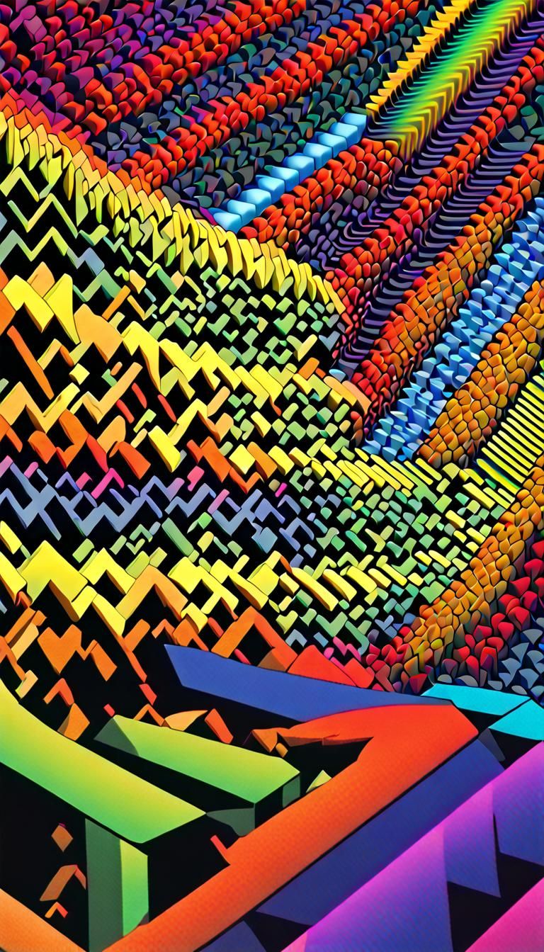 Neon Fractal Maze in Psychedelic Digital Art