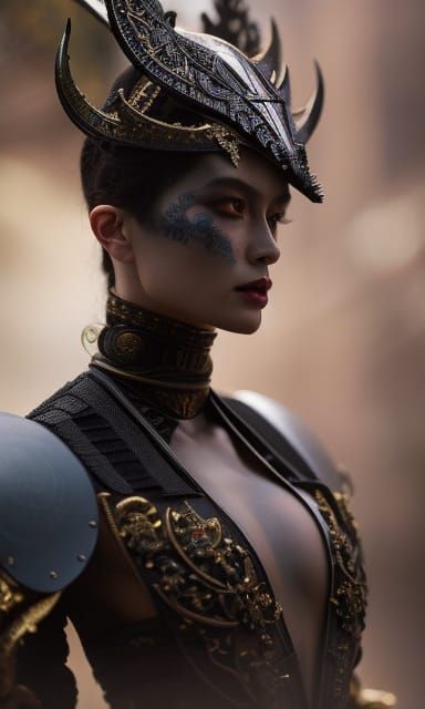 Fierce Gothic Fairy Portrait in Hyperdetailed Fantasy Art