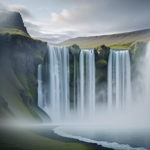 Serene Skogafoss Waterfall in Soft Focus
