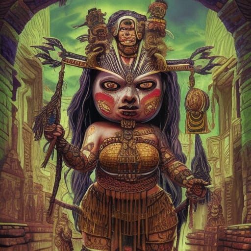 Mayan Priestess Preparing Sacrifice: Dark Academia Concept A...