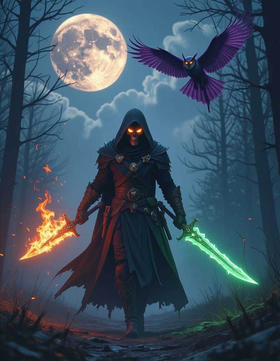 Skull Warlock Ranger Under Blood Moon, Brom Style