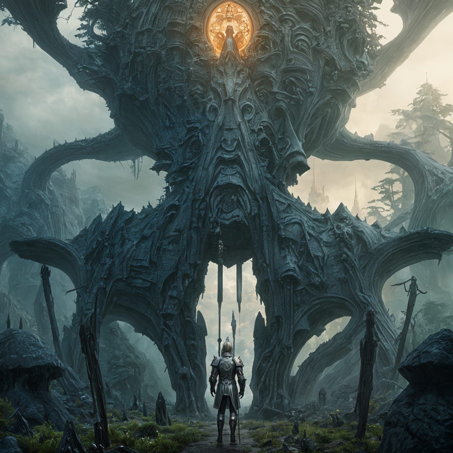 Epic Digital Painting of a Knight in a Dreamlike Landscape