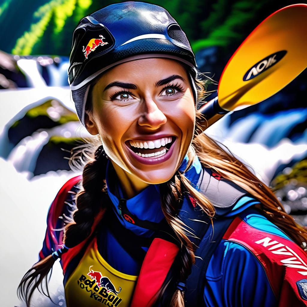 Extreme Kayaker's Thrilled Expression in Whitewater