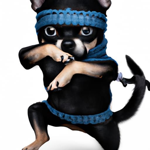 Ninja Chihuahua with Big Blue Eyes