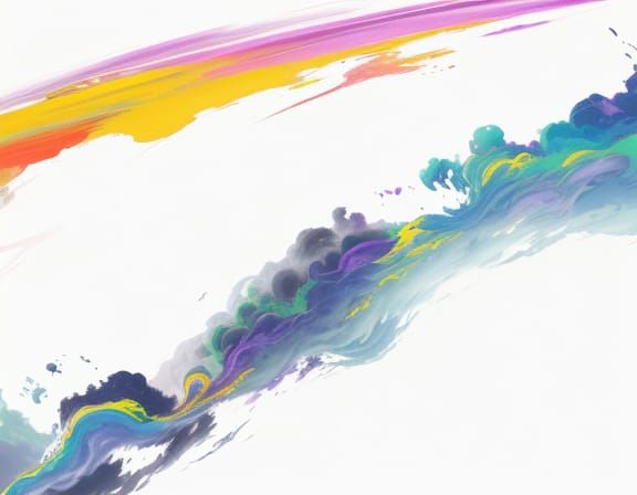 Vibrant Pillar Rises from Swirling Purple Clouds in Abstract...