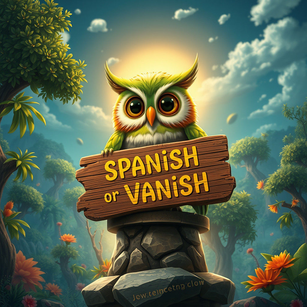 Whimsical Duolingo Owl in Fantasy Forest