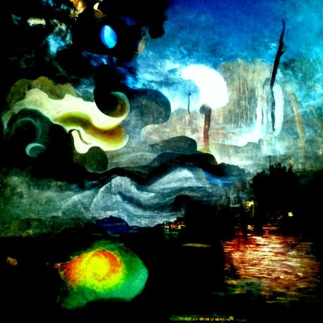 Ominous Nocturnal Landscape in Film Noir Style