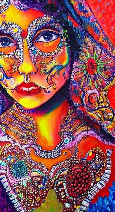 Erokawa Day of the Dead Pointillism Portrait