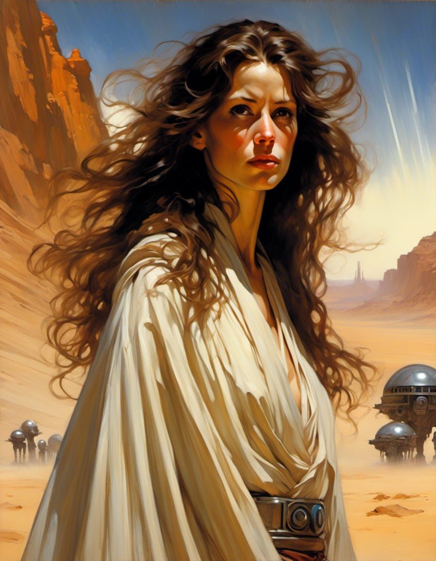 Alien Portrait in Desert, Chiaroscuro Lighting