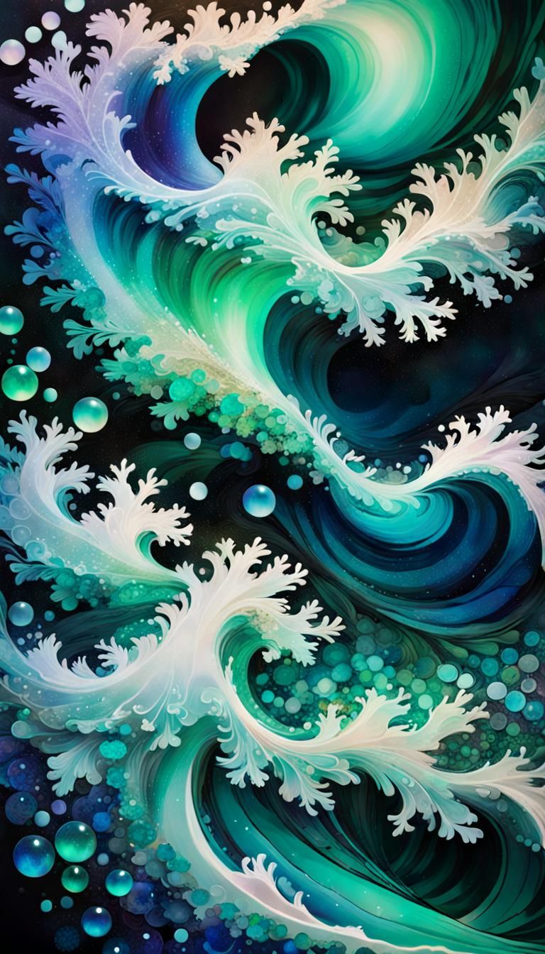 Abstract Galactic Wave Art in Fluid Style