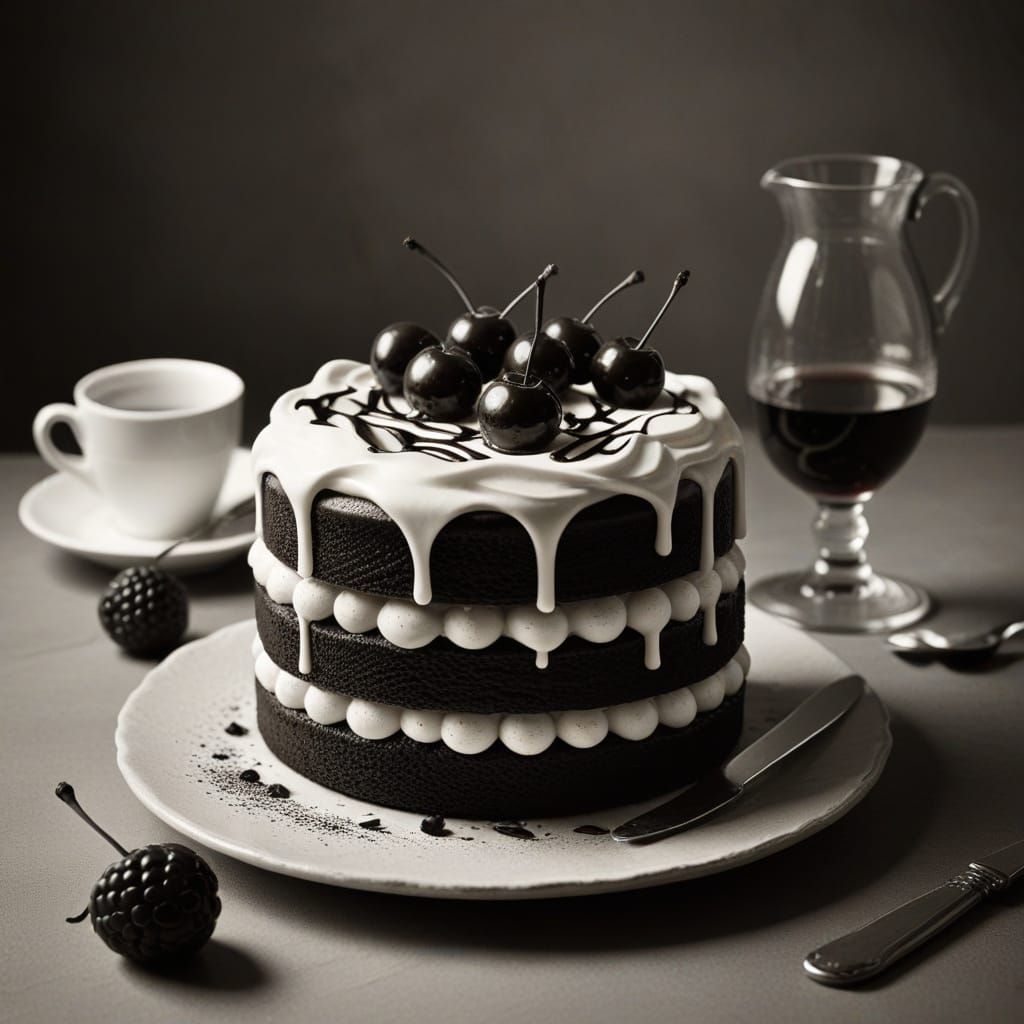 Modern Still Life Mini Cake in Sepia Tones