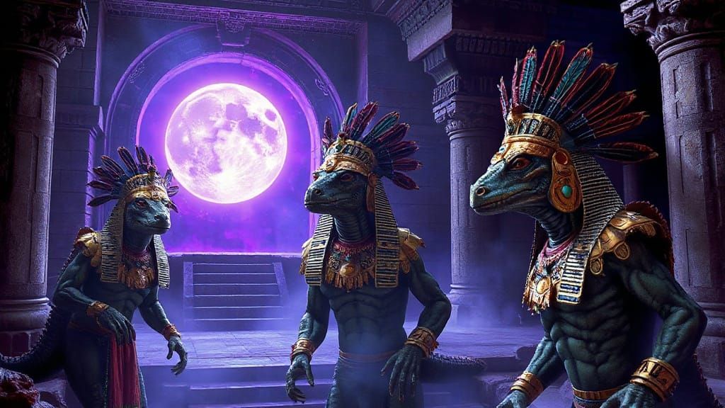 Aztec Reptilian Aliens in Obsidian Temple