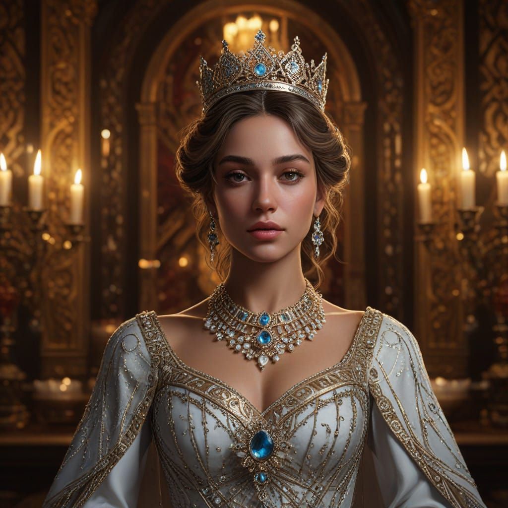 Regal Portrait of a Queen in Opulent Style