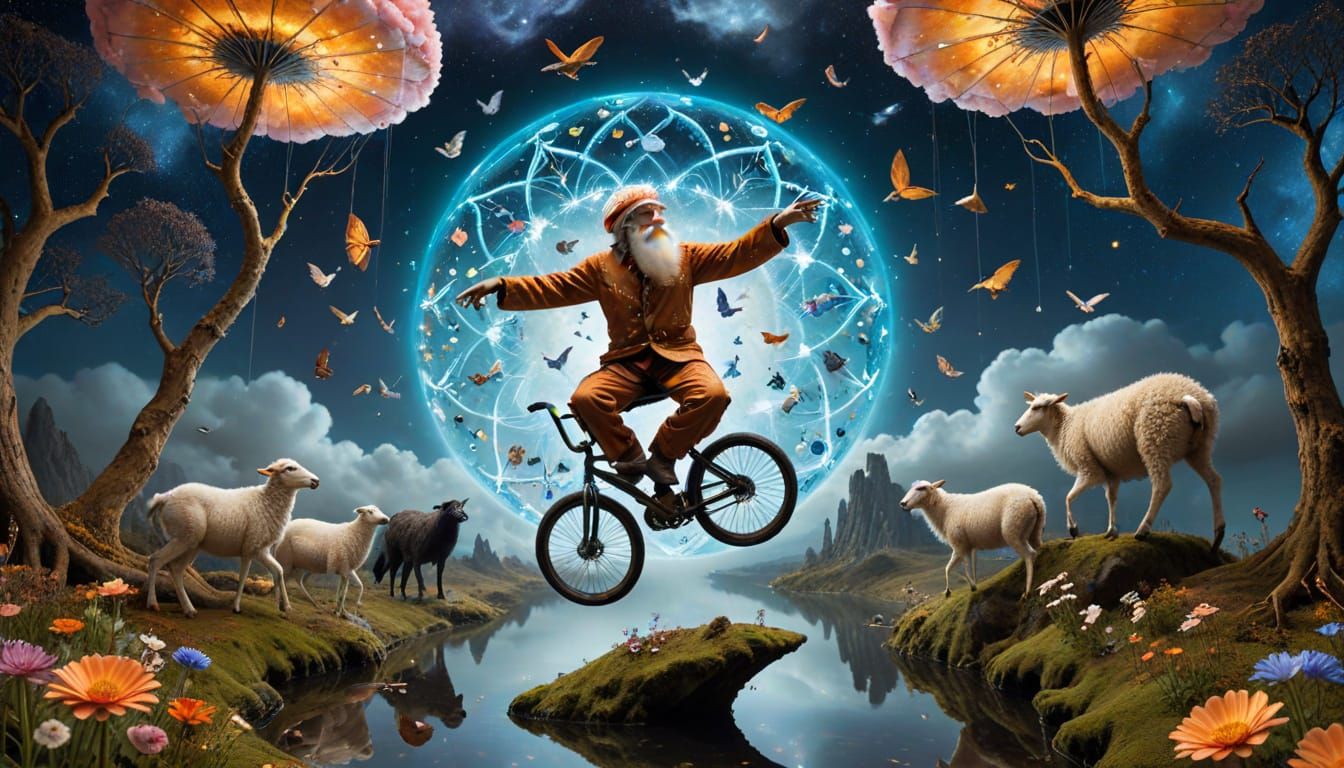 Surreal Tea Party on Floating Island