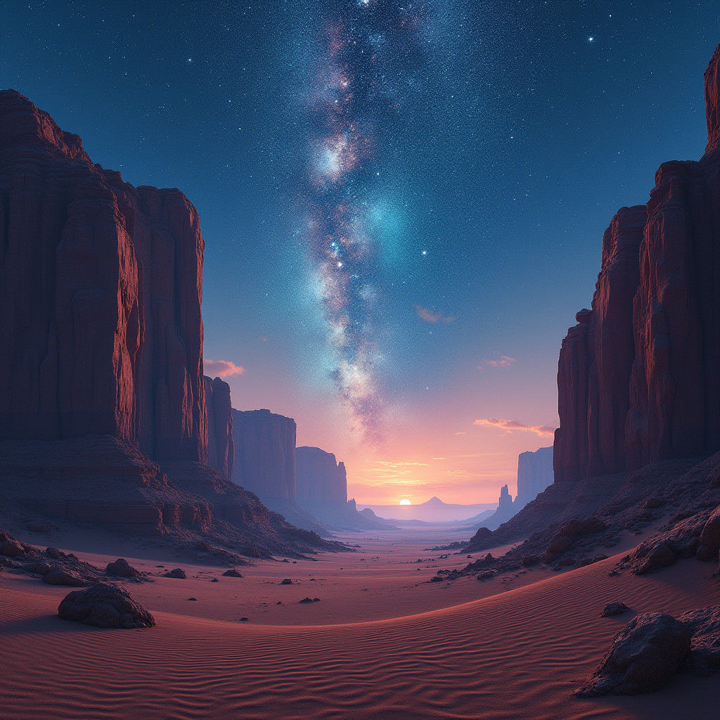 Milky Way Over Mystical Desert Landscape