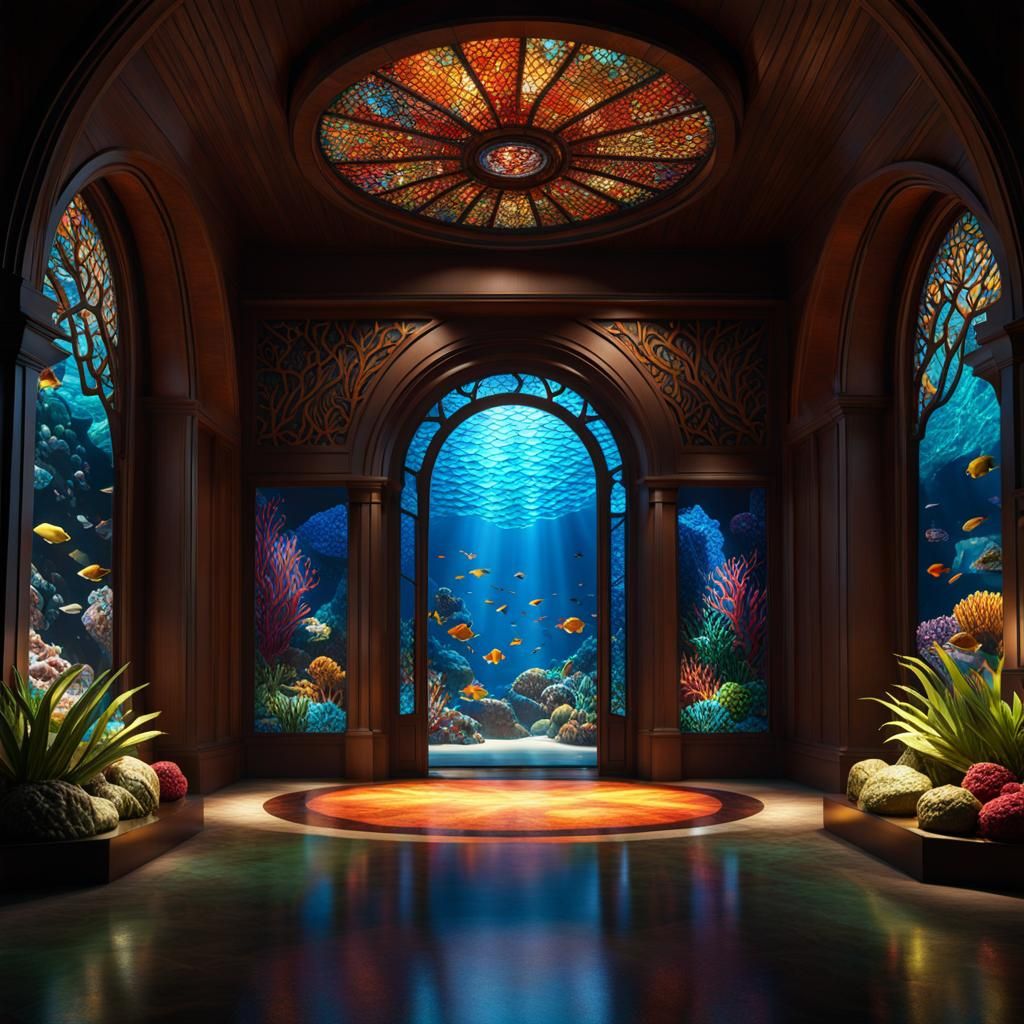 Stained Glass Mosaic Entrance at Coral Reef Bottom